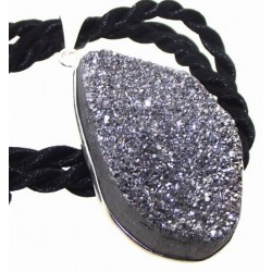 Silver Sparkling Druzy Quartz Pendant Design 03